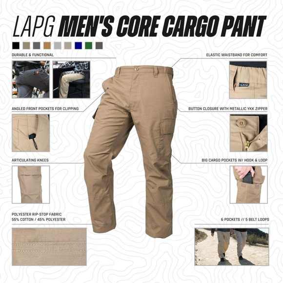 LAPG Men's Core Cargo 6 Pocket Tactical Pants 38 x 31 - Picture 2 of 7